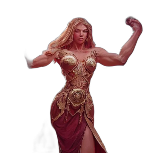 dress, staff, fantasy art, concept art, comic book art, pixel art, golden, muscular transparent PNG cut-out