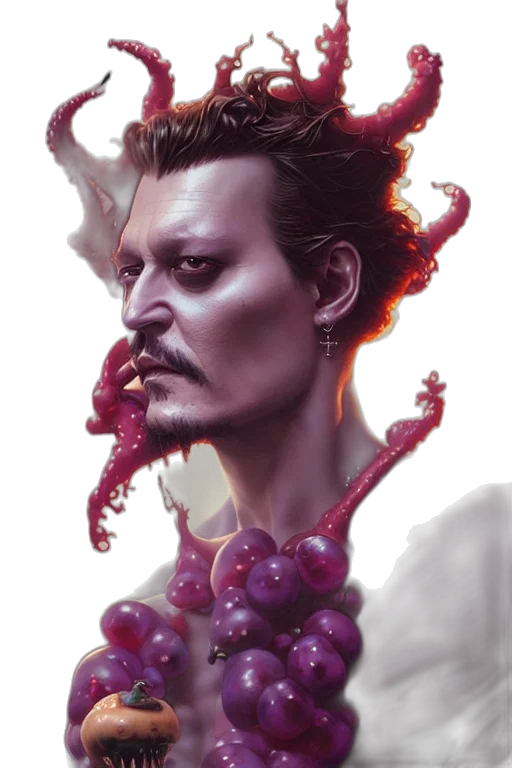 face, creature, concept art, fantasy art, comic book art, photorealistic, johnny, depp transparent PNG cut-out