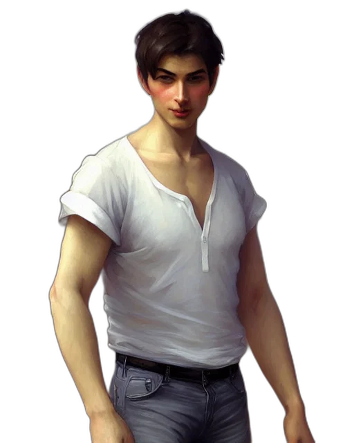 face, jacket, staff, photorealistic transparent PNG cut-out