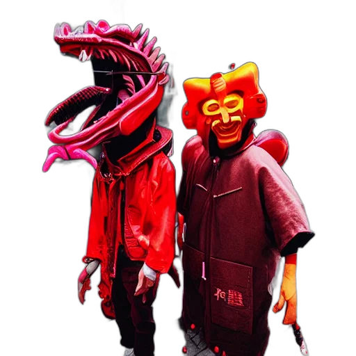 mask, dragon, creature, staff transparent PNG cut-out