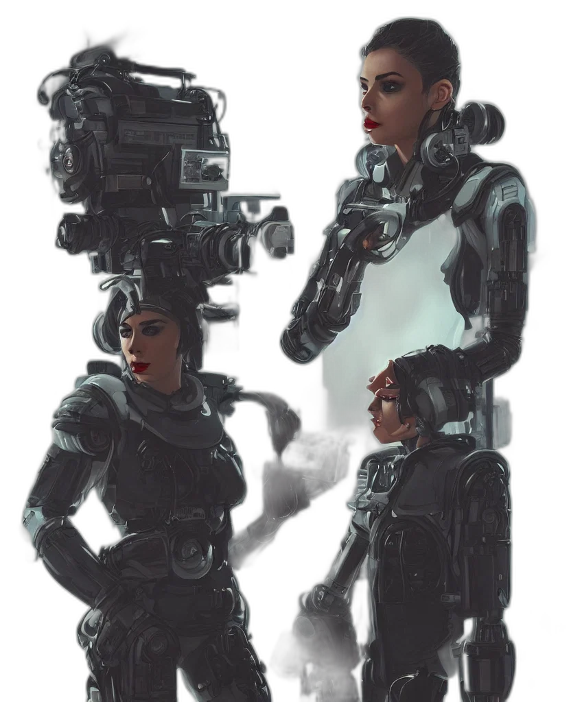 robot, jacket, weapon, face transparent PNG cut-out