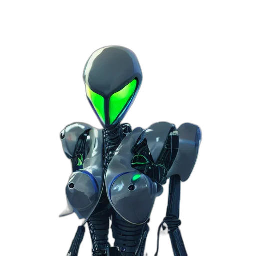 robot, staff, creature, jacket, concept art, 3d render, cyberpunk, pixel art transparent PNG cut-out