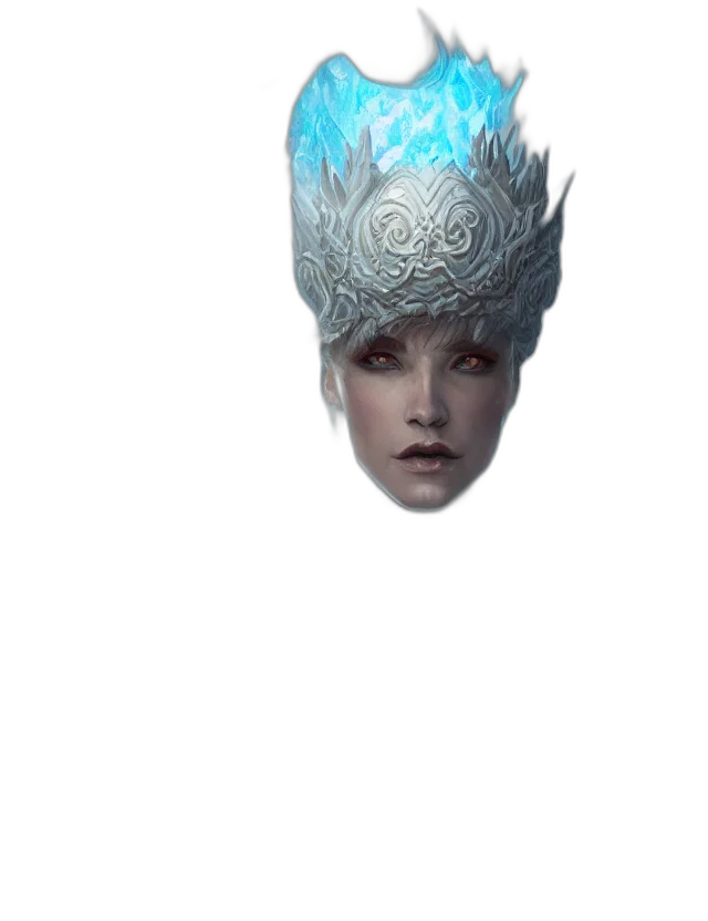 hat, crown, face, mask, concept art, fantasy art, 3d render, photorealistic transparent PNG cut-out