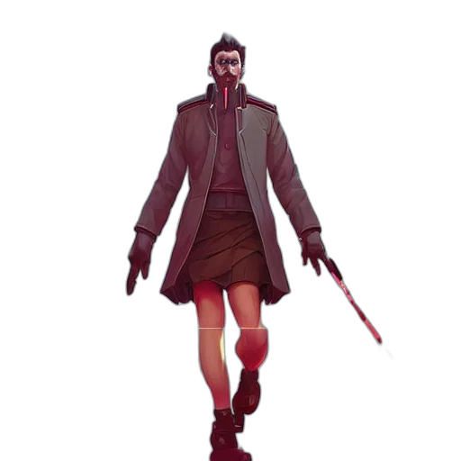 jacket, staff, weapon, creature transparent PNG cut-out