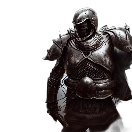 sword, weapon, mask, concept art, fantasy art, 3d render, comic book art, monochrome transparent PNG cut-out