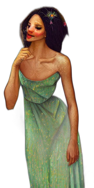 dress, jewelry, fantasy art, cartoon, photorealistic, concept art, young, woman transparent PNG cut-out