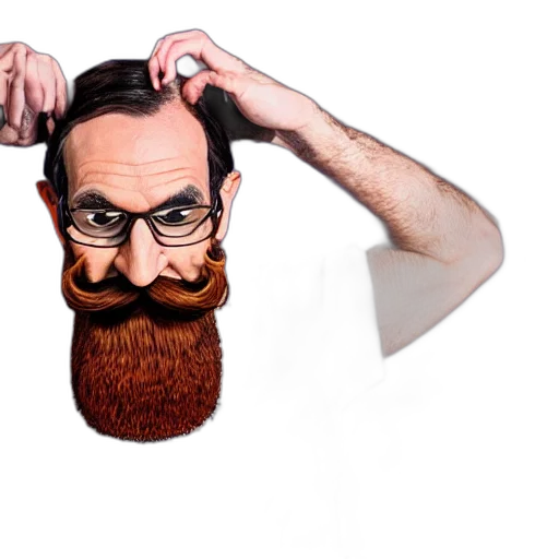 hair, staff, mask, face, cartoon, concept art, photorealistic, waluigi transparent PNG cut-out