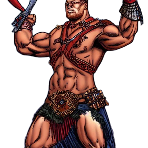 staff, comic book art, concept art, fantasy art, pixel art, bulky, muscular, scottish transparent PNG cut-out