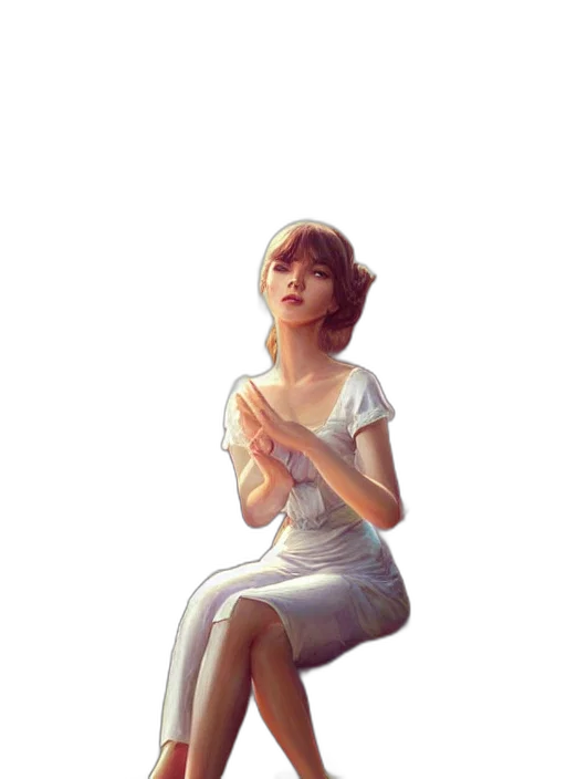 dress, staff, face, jewelry transparent PNG cut-out