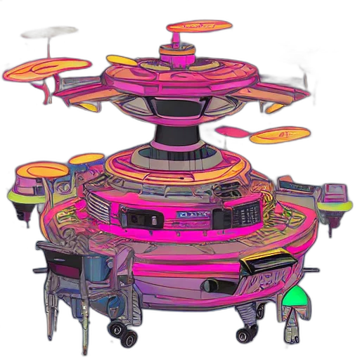 robot, furniture, concept art, 3d render, pixel art, cyberpunk, outer space, neon transparent PNG cut-out