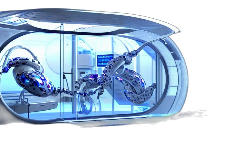 robot, concept art, cyberpunk, 3d render transparent PNG cut-out