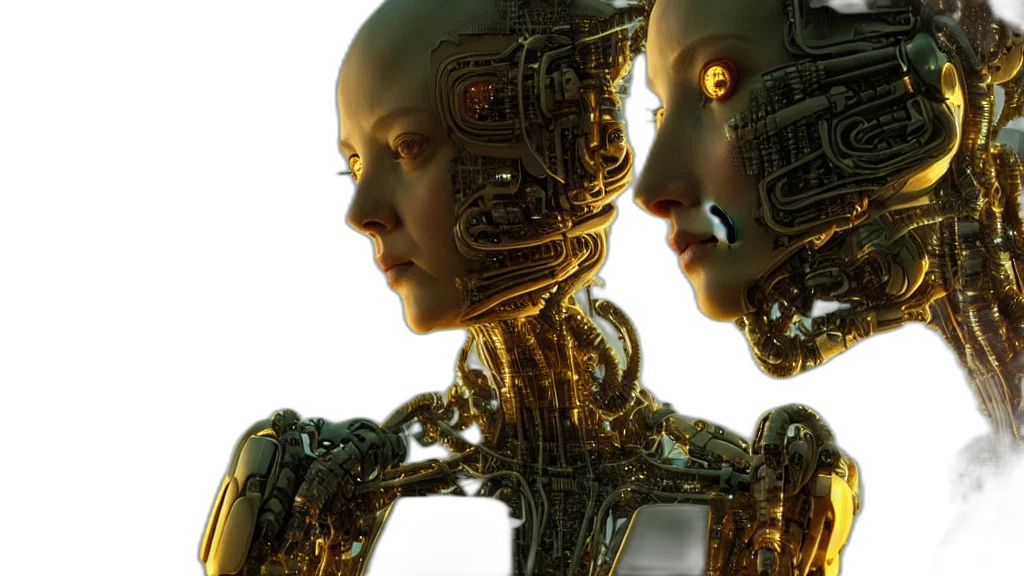 robot, cyberpunk, concept art, 3d render transparent PNG cut-out