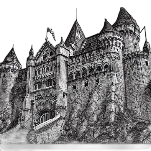 building, crown, concept art, fantasy art, pencil sketch, photorealistic, underwater, fog transparent PNG cut-out