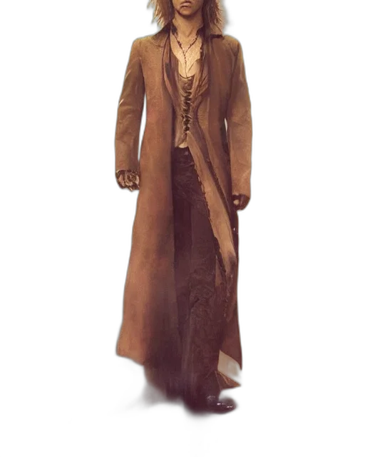 jacket, staff, dress, concept art, photorealistic, 3d render, fantasy art, earth tones transparent PNG cut-out