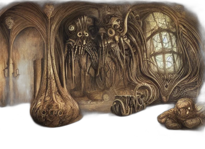 mask, shoes, furniture, concept art, fantasy art, 3d render, underwater, forest transparent PNG cut-out