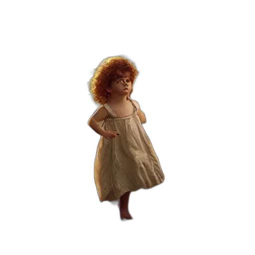 dress, hair, staff, creature transparent PNG cut-out