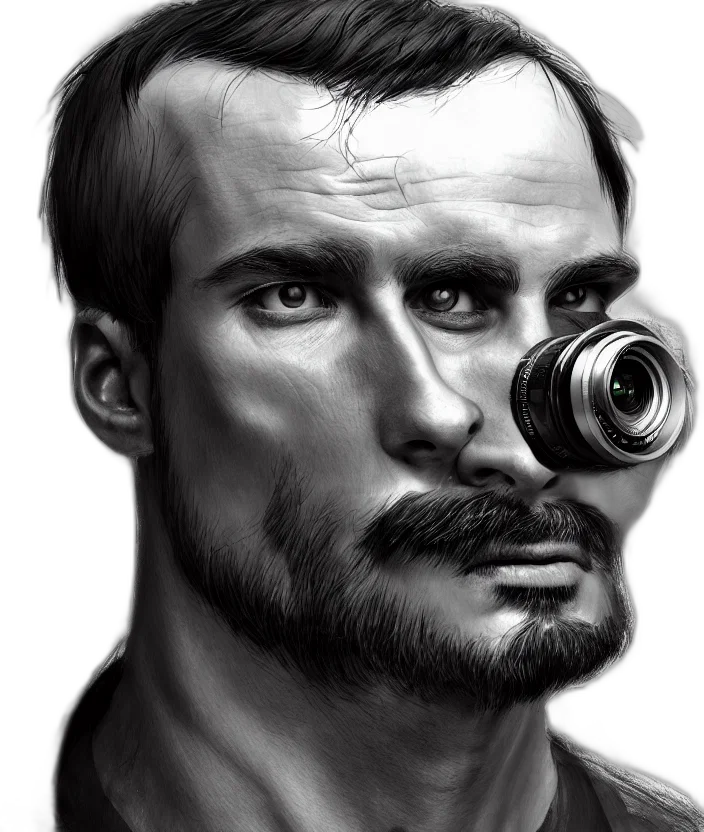 face, weapon, photorealistic, comic book art transparent PNG cut-out
