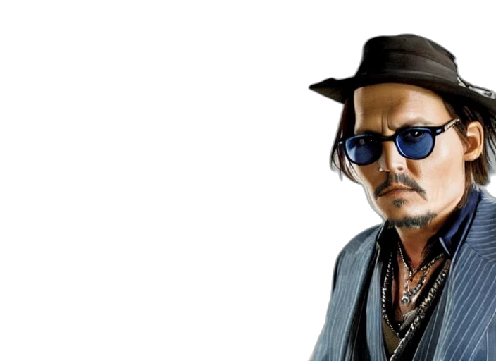 hat, jacket, photorealistic, film, still, johnny, depp, simpsons transparent PNG cut-out