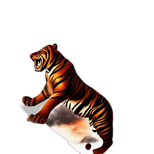 animal, creature, concept art, pixel art, 3d render, fantasy art, monochrome, tiger transparent PNG cut-out