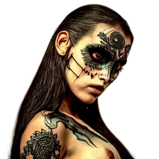 mask, face, jewelry, fantasy art, photorealistic, comic book art, concept art, female transparent PNG cut-out