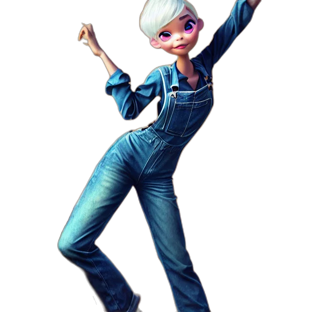 staff, jacket, robot, concept art, cartoon, 3d render, comic book art, blue transparent PNG cut-out
