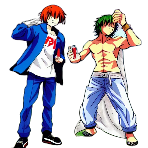 concept art, anime, pixel art, cartoon, shaggy, god, pepsi, man transparent PNG cut-out