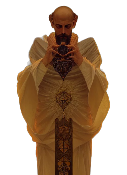 staff, mask, face, dress, photorealistic, concept art, 3d render, pixel art transparent PNG cut-out