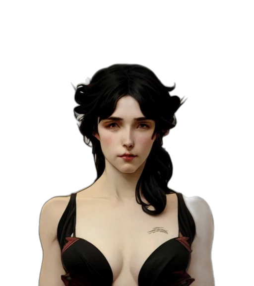 dress, face, jewelry, fantasy art, concept art, 3d render, photorealistic, dark transparent PNG cut-out