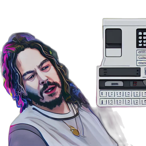 robot, weapon, face, vaporwave transparent PNG cut-out