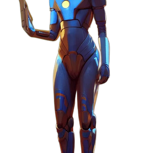 robot, staff, concept art, 3d render transparent PNG cut-out