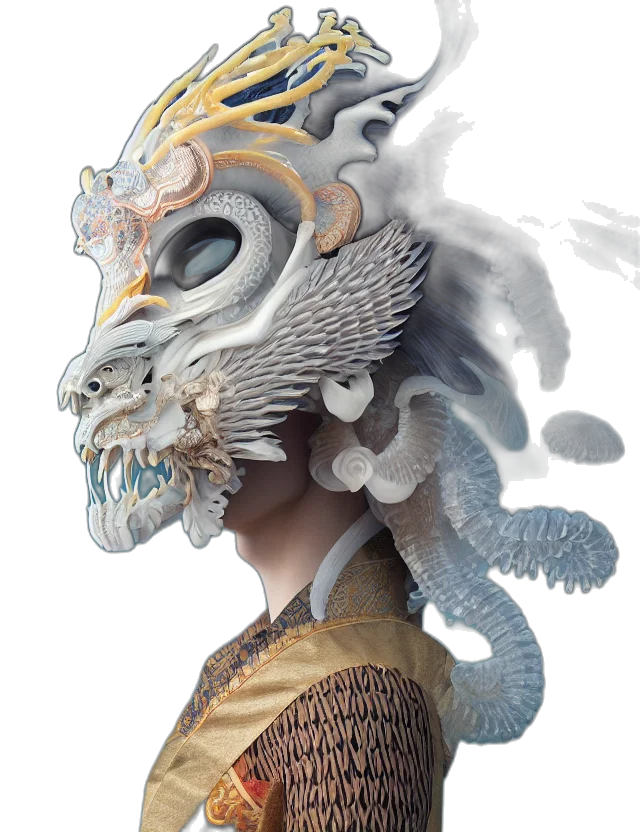 mask, dragon, face, creature transparent PNG cut-out