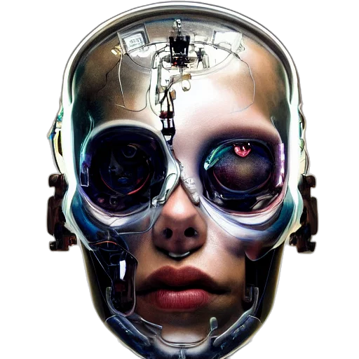 robot, mask, face, cyberpunk transparent PNG cut-out