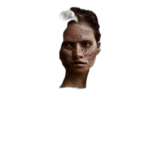 face, mask, hair, robot, photorealistic, concept art, 3d render, pixel art transparent PNG cut-out