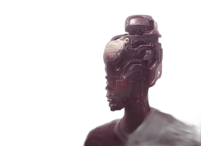 robot, face, mask, crown transparent PNG cut-out