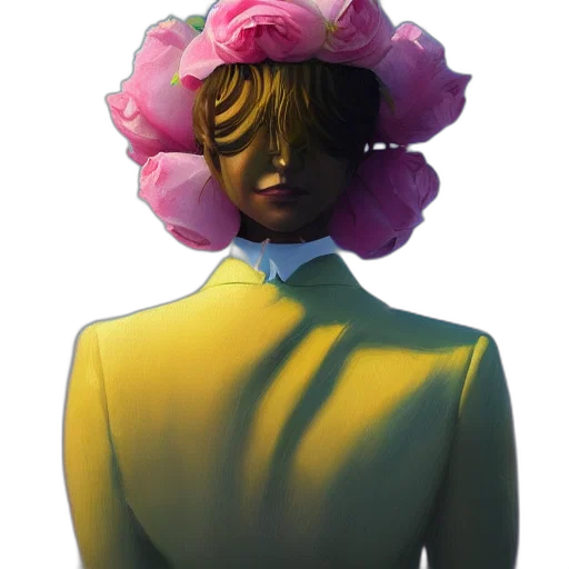 flower, crown, dress, mask, concept art, photorealistic, vaporwave, oil painting transparent PNG cut-out