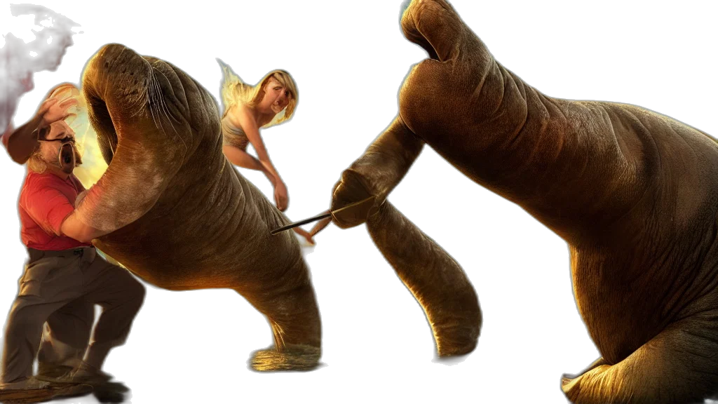 animal, hair, creature, weapon, concept art, 3d render, photorealistic, walrus transparent PNG cut-out