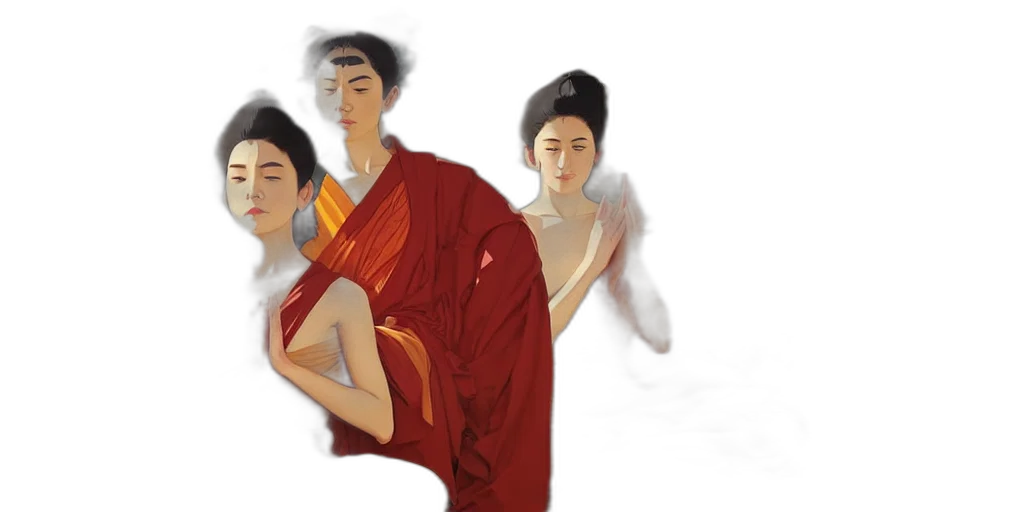 concept art, photorealistic, oil painting, fantasy art, fire, rain, red, buddhism transparent PNG cut-out