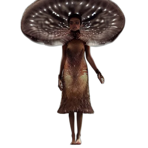 dress, hat, creature, hair, concept art, 3d render, fantasy art, outer space transparent PNG cut-out
