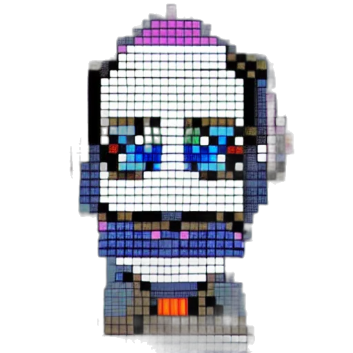 robot, staff, mask, face, pixel art, cyberpunk, vaporwave, 3d render transparent PNG cut-out