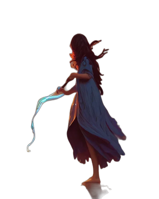 dress, staff, hair, creature, concept art, fantasy art, pixel art, comic book art transparent PNG cut-out