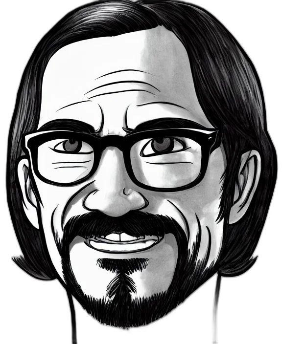 face, cartoon, comic book art, photorealistic, concept art, detailed, ink, line transparent PNG cut-out