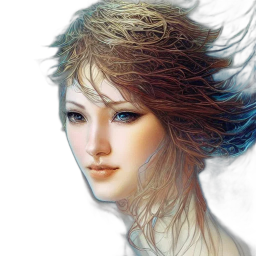 face, hair, dragon, robot, photorealistic, fantasy art, oil painting, concept art transparent PNG cut-out
