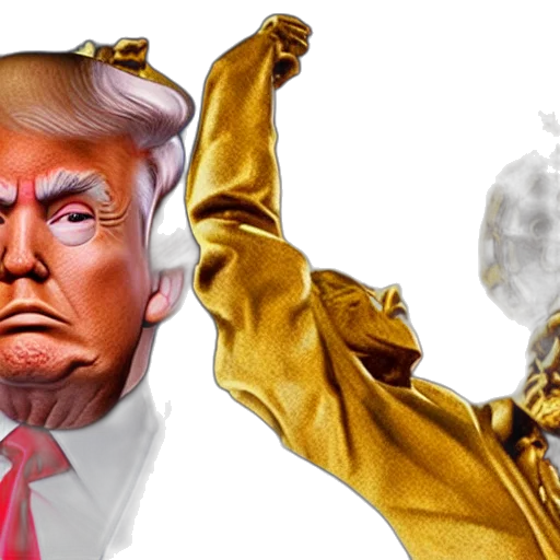 mask, golden, trump, holding transparent PNG cut-out