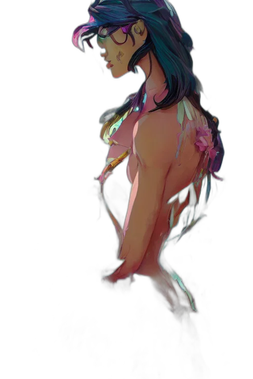 dress, creature, crown, staff, concept art, fantasy art, watercolor, anime transparent PNG cut-out