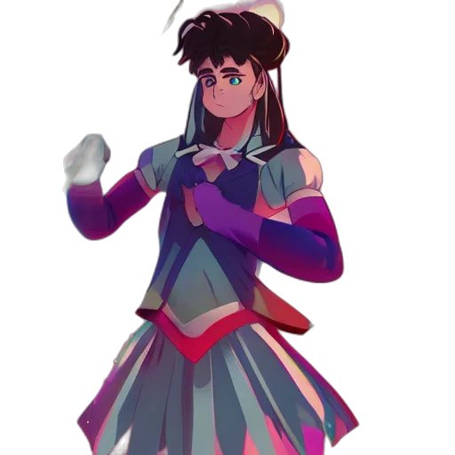 crown, dress, staff, jacket, concept art, anime, vaporwave, pixel art transparent PNG cut-out