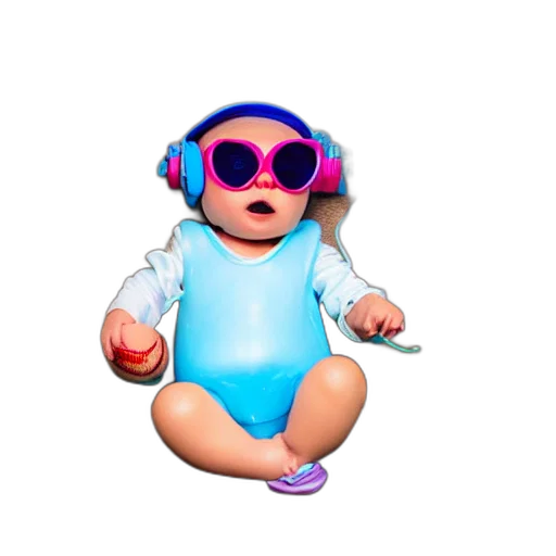 3d render, vaporwave, photorealistic, cartoon, cute, light, blue, baby transparent PNG cut-out