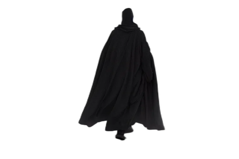 jacket, dress, mask, staff, 3d render, concept art, dark, mysterious transparent PNG cut-out