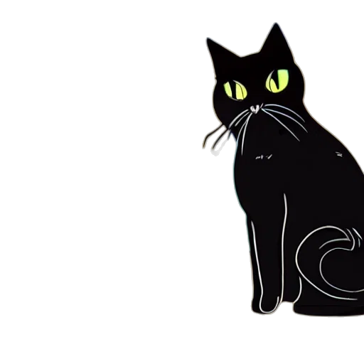 animal, staff, creature, cartoon, concept art, pixel art, black, cat transparent PNG cut-out