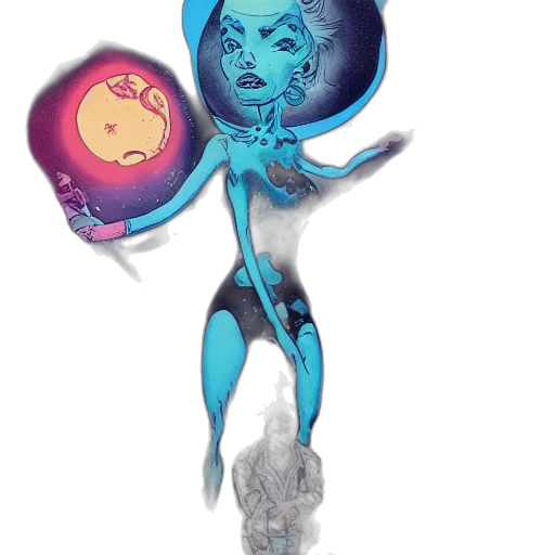 robot, staff, mask, concept art, comic book art, fantasy art, 3d render, outer space transparent PNG cut-out