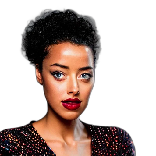 hair, face, jewelry, photorealistic, studio, photoshoot, ethiopian, amber transparent PNG cut-out